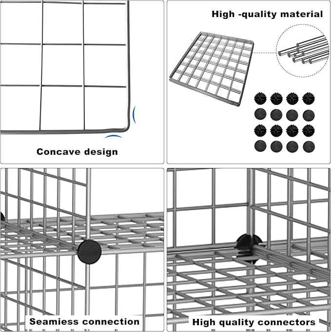 C&AHOME Wire Cube Storage, 6 - Cube Organizer Metal C Grids, Modular Shelves Units, Closet Organizer, Ideal for Home, Office, Living Room, 36.6”L x 12.4”W 36.6”H, Silver Gray UWCS3006G
