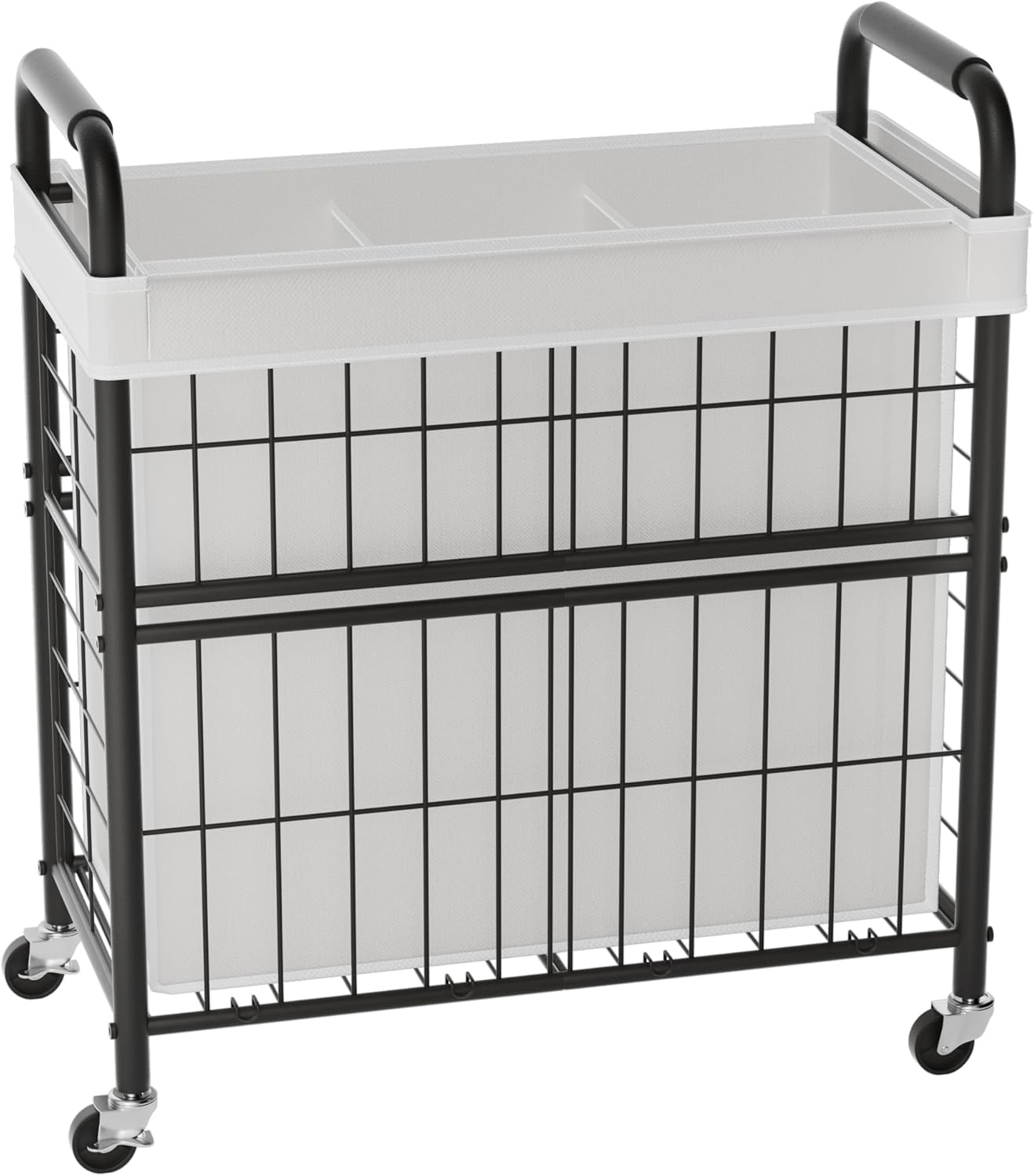 Laundry Hamper 3 Section, 145L Rolling Laundry Sorter Basket with Wheels, 3 Compartment Clothes Organizer Cart, Pull-Out Removable Bags for Laundry Room, Bathroom, Bedroom, White - NestledHome