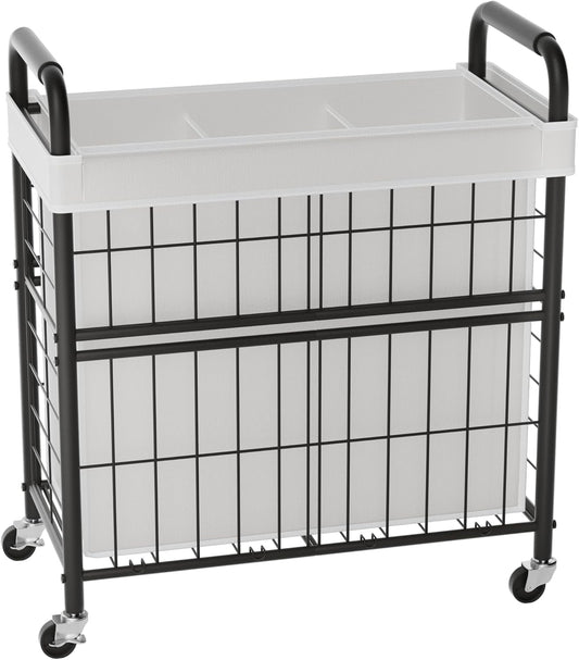 Laundry Hamper 3 Section, 145L Rolling Laundry Sorter Basket with Wheels, 3 Compartment Clothes Organizer Cart, Pull-Out Removable Bags for Laundry Room, Bathroom, Bedroom, White - NestledHome