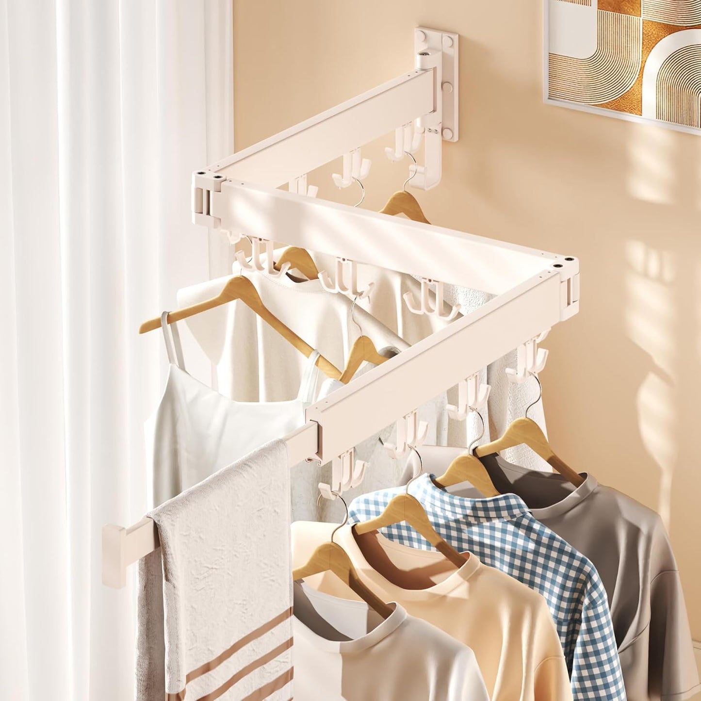 Clothes Drying Rack Wall Mounted,Drying Rack Clothing Wall Mount,Laundry Drying Rack,Collapsible Dying Racks for Laundry - NestledHome