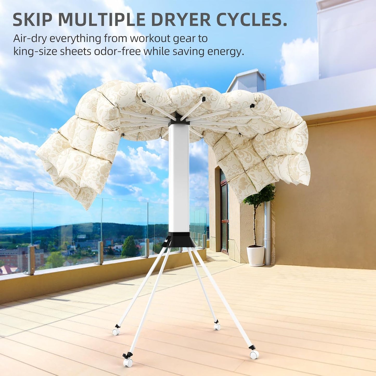 Clothes Drying Rack Foldable & Collapsible Drying Racks with 4-Leg Octopus Design, Large Capacity Space Saving Indoor Drying Rack for Bedroom,Balcony,Laundry for Indoor/Outdoor Use (White) - NestledHome