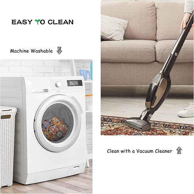 Moynesa Ultra-Thin Washable Runner Rug - 2'6"x8 Non-Slip Kitchen Runner, Non-Shedding Stain Resistance Low Pile Bedroom Mat Indoor Accent Carpet Runner for Bathroom Hallway, Brown/Multi