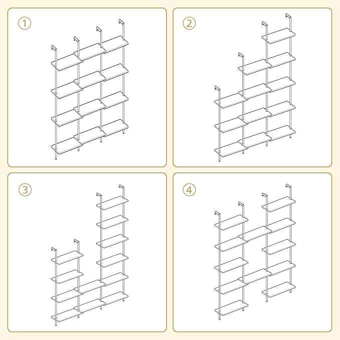 HOOBRO DIY Ladder Shelf, 6-Tier Wooden Wall Mounted Bookshelf, Narrow Gold Bookcase, Display Shelf, Storage Rack, Plant Stand, for Living Room, Bedroom, Study, Balcony, Marble and Gold DM651CJ01