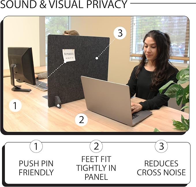 Acoustic Freestanding Desk Divider - Noise Reducing Desk Privacy Panel - Library & Office Furniture Partition - Workstations Shield Barrier - Instant Wall Desk 20" H x 24" W (4 Pack, Stone)