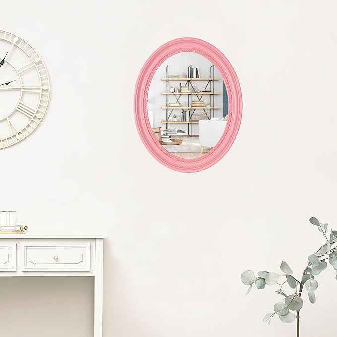 Funerom 20 x 16 inch Pink Wall Mirror Oval Bathroom Mirror Bedroom Mirror