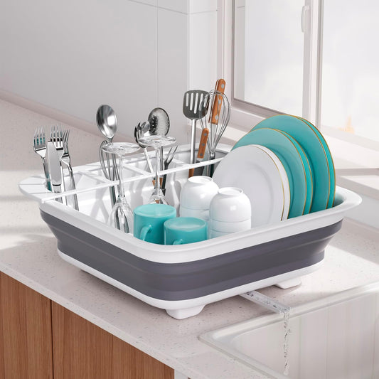 THANSTAR Collapsible Dish Drying Rack for RV Campers Portable Dinnerware Drainer Organizer for Kitchen Travel Trailer - NestledHome