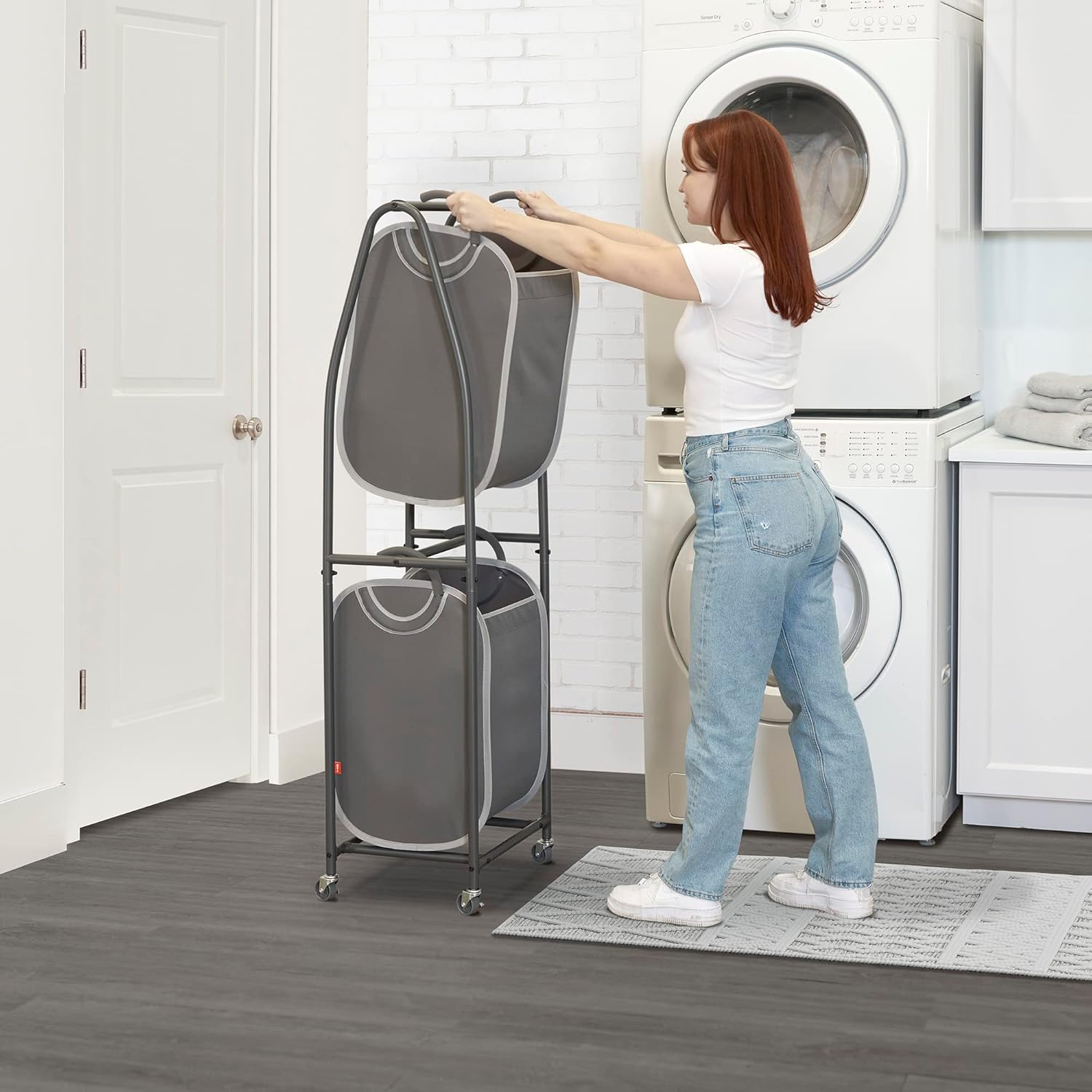 Neatfreak - 2 Tier Laundry Sorter - Laundry Hamper With Wheels & 2 x Laundry Basket Tote Bags For Dirty Clothes, Towels, Blankets, Bathroom Storage & Laundry Room Organization - NestledHome