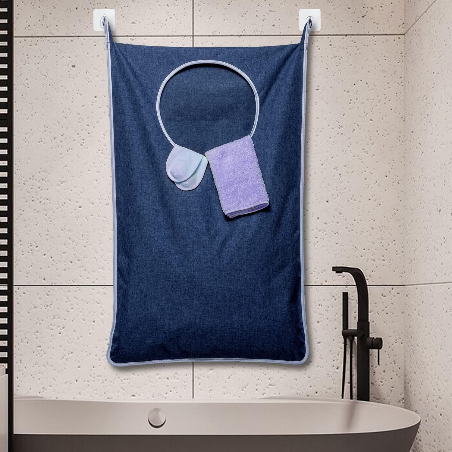 KEEPJOY XL Hanging Laundry Hamper Bag, Hanging Hamper with 2 Strong Hooks for Dirty clothes Door Hanging Laundry bag Large Size 36X22 inch (Blue-1Pack) - NestledHome