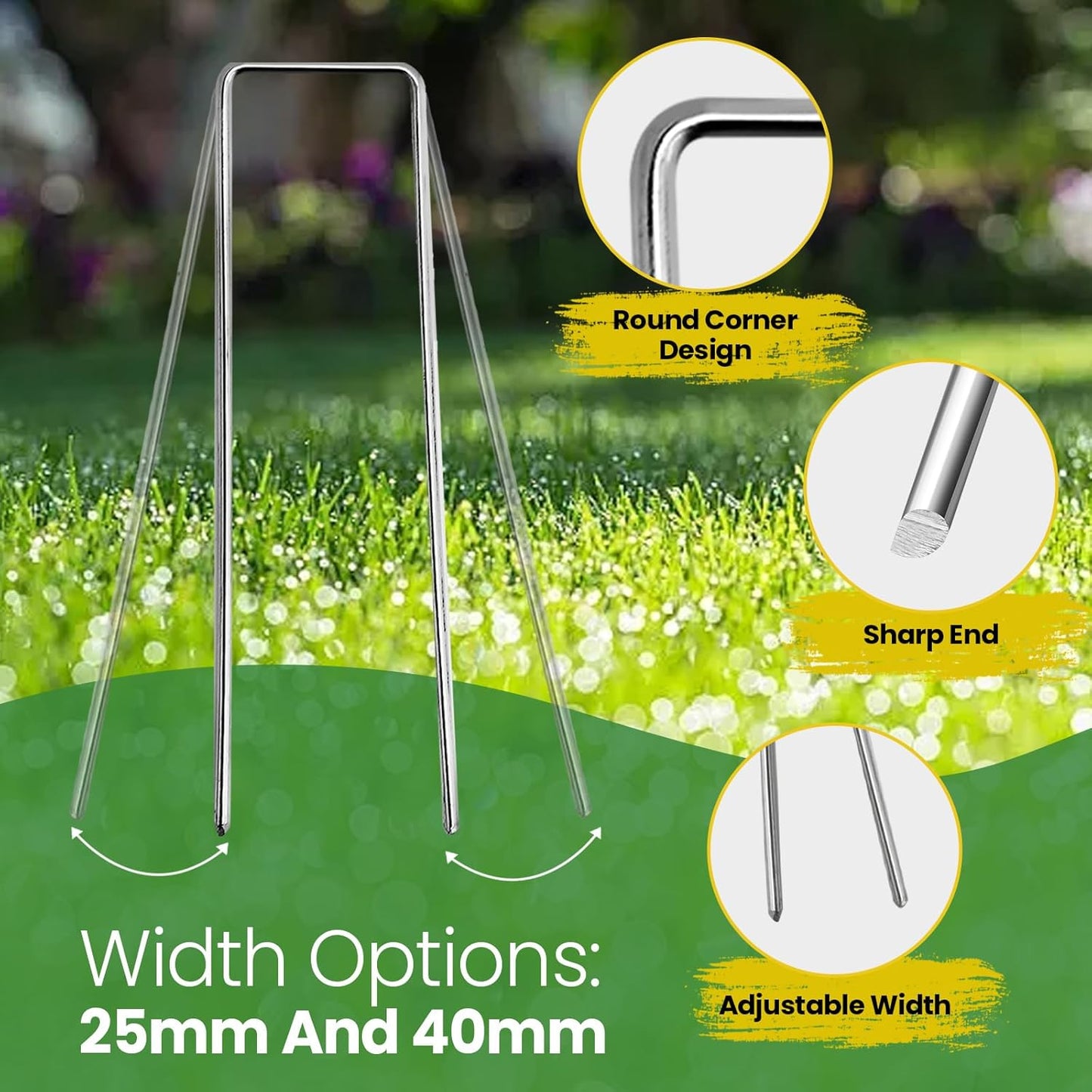 Landscape Staples Galvanized 12 Inch 60 Pcs, Metal Garden Stakes 1.6 Inch, Garden Staples for Weed Barrier Lawn 11 Gauge