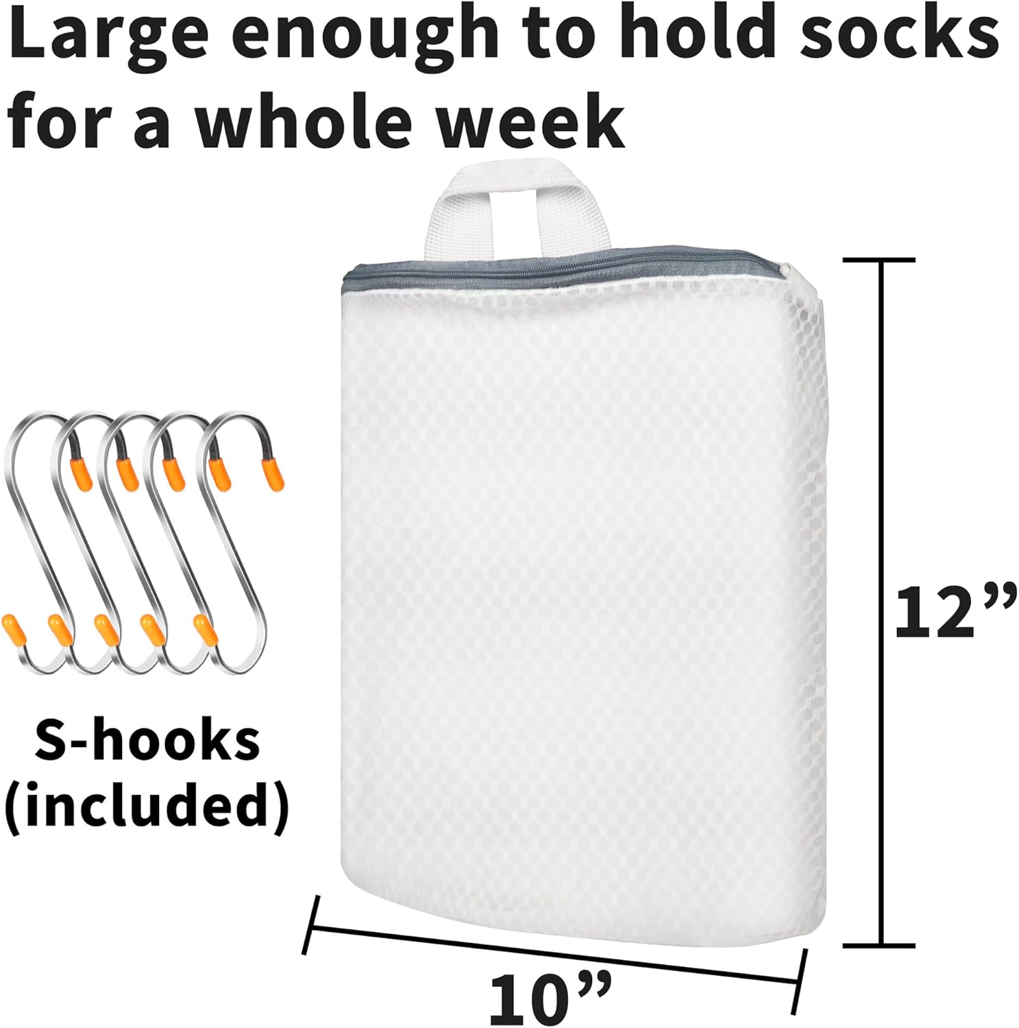 5Pcs Hanging Laundry Bags for Socks with S Hooks, 5 Color Mesh Laundry Bags for Washing Machine - NestledHome