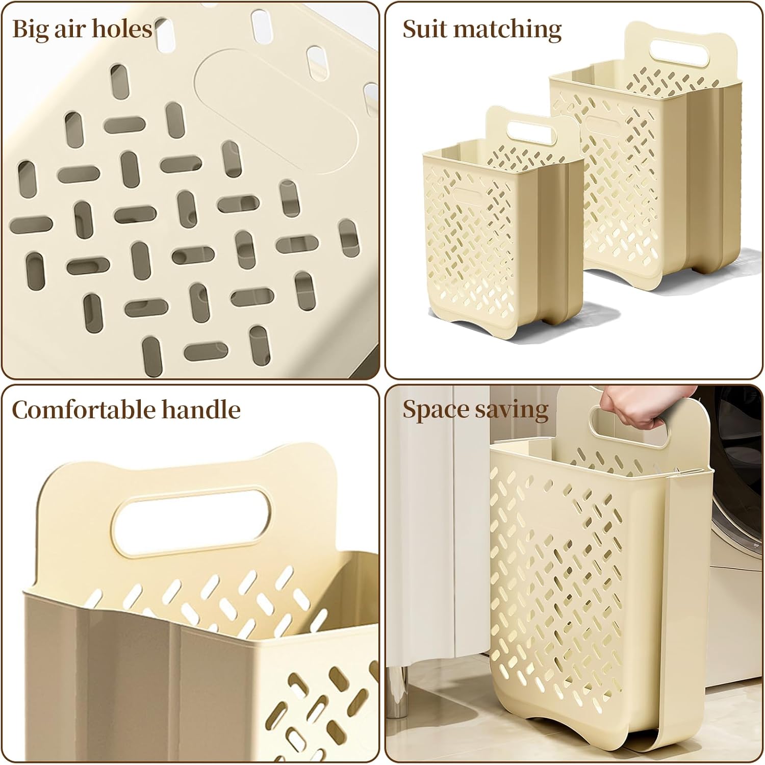 Laundry Basket Hamper,Hanging Wall Collapsible Laundry with Handle,Space-Saving Foldable Storage Dirty Washer Organizer Bin Multi-function Container Waterproof Durable,Set of 2(XL&M) - NestledHome