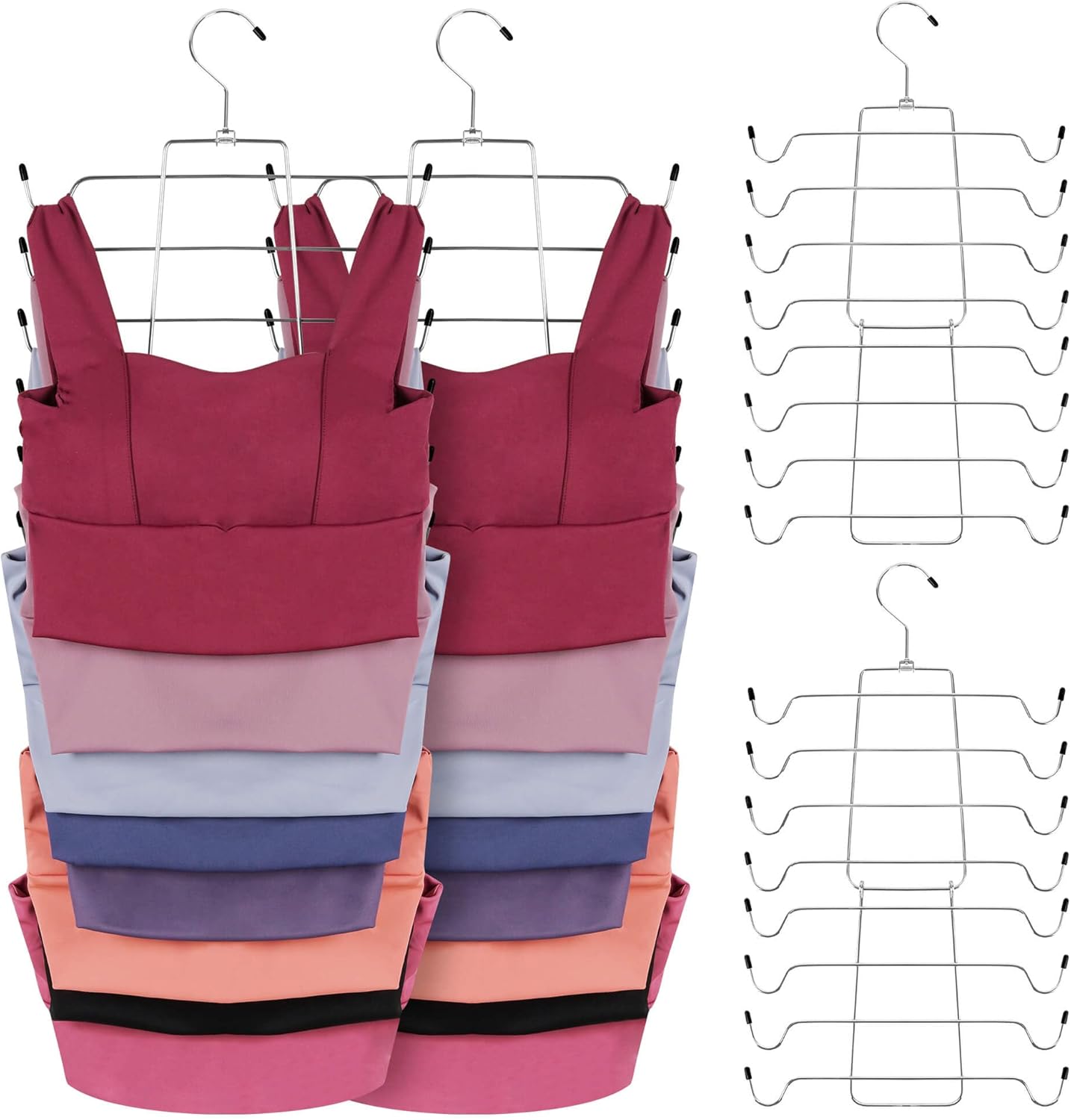 ZEDODIER 6 Pack Tank Top Hanger, Space Saving Bra Hangers, Non-Slip Hanging Sport Bras Holder, Closet Organizers and Storage for Camisoles Tank Tops Bras Ties Swimsuits Strappy Dress, Silver - NestledHome