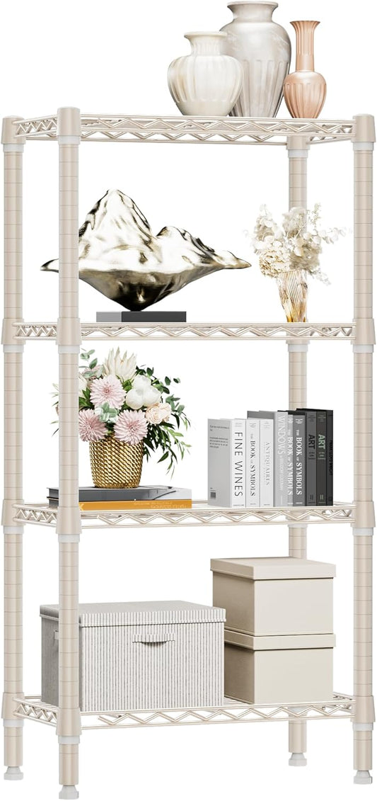 1000 lbs 4-Shelf Standing Storage Shelves Heavy Duty Metal Shelving Unit Adjustable Wire Rack for Office Garage Kitchen, Light Tan 11.8 D x 23.6" W x 47.5" H - NestledHome