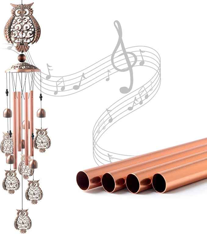Owls Wind Chimes Outdoor, for Women,Owl Birthday Gifts for Men/Mom/Grandma Metal WindChimes Outside/Indoors, Lawn, Patio, Garden Decor, Yard Decorations