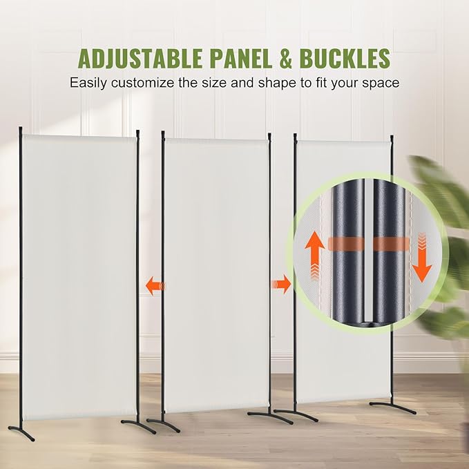 VEVOR Room Divider, 3 Panel Room Dividers and Folding Privacy Screens, Fabric Partition Room Dividers for Office, Bedroom, Dining Room, Study, Freestanding, White
