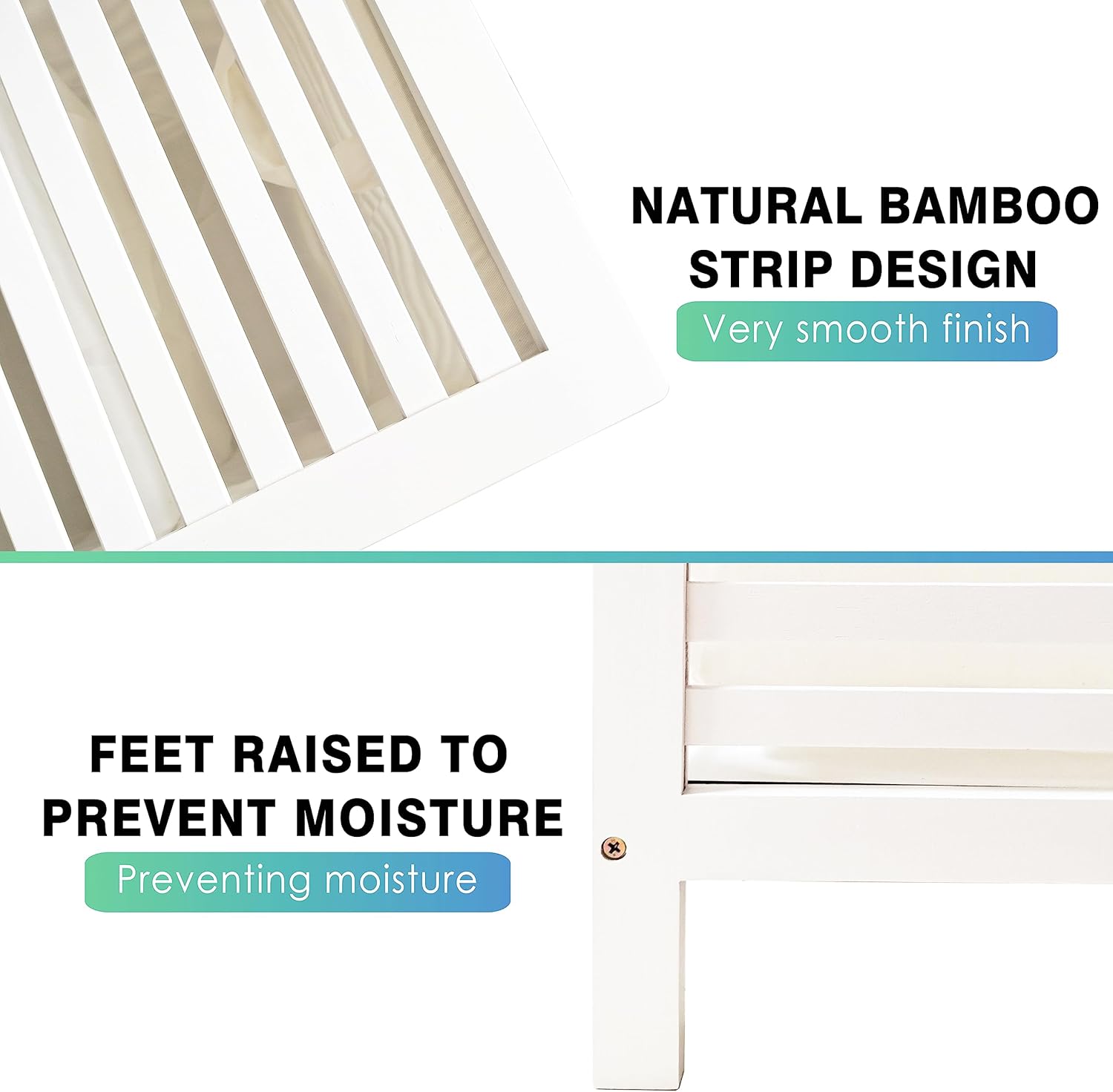 SMIBUY Double Laundry Hamper with Lid, 120L Bamboo Laundry Basket with Removable Liner Bag, 2-Section Clothes Divider Laundry Sorter for Laundry Room, Bathroom, Bedroom (White) - NestledHome