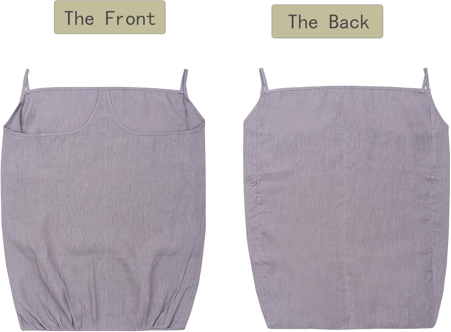 100% Pure Linen Dual Hanging Laundry Bag with 2 Deep Pocket and 2 Side Zipper 20x27in, Over The Door Laundry Hamper Space Saving Hampers for Dirty Clothes Home Travel, Grey - NestledHome