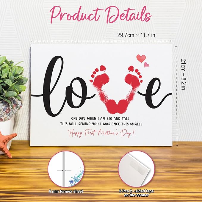 Mother's Day Handprint Craft - First Mothers Day Gift From Baby - DIY Mother's Day Gifts for Mom, Grandma, Daughter - DIY Poster for Wall Decor, Handprint Footprint Crafts For Kids And New Mom