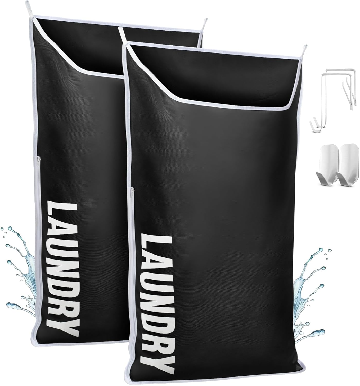 Hanging Laundry Hamper Bag XL 40x22", Space Saving over the Door Storage Bags, Behind the Door Hampers for Dirty Clothes & Wall Mounted Basket for Bathroom, Organizer for Small Room Spaces RV - NestledHome