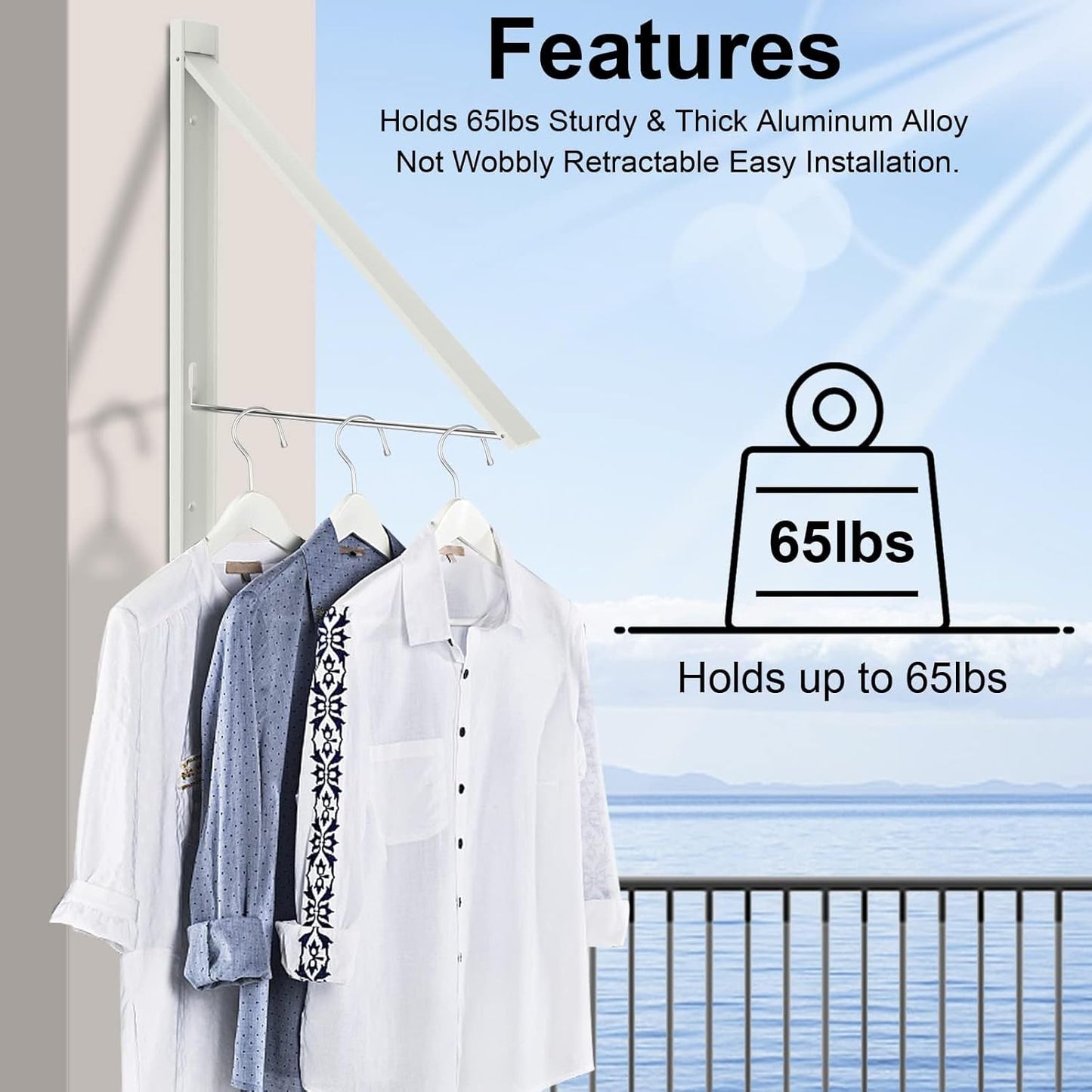 Retractable Clothes Drying Rack,Space Saver Wall Mounted Folding Hanger for Laundry Room, Closet Storage Organization, Easy Installation Aluminium Dryer 1pcs - NestledHome