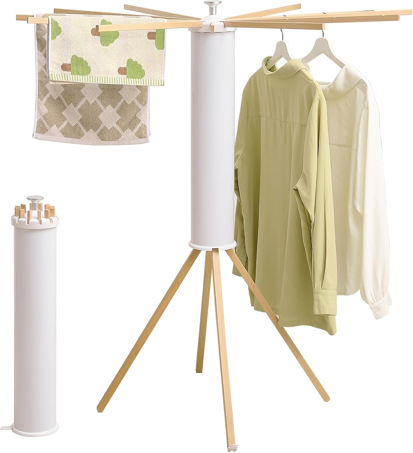 Clothes Drying Rack 4 Legs,Laundry Hanger Dryer Rack,Portable Drying Rack,Foldable Drying Rack-Drying Rack Clothing Laundry Bedroom Household Wooden-12rods - NestledHome