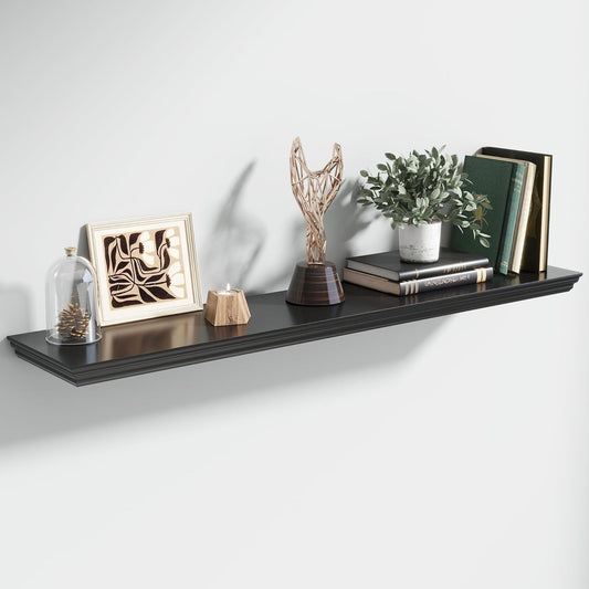 Floating Shelves for Wall, 48 Inch Long Wall Mounted Black Hanging Shelf for Kitchen, Living Room, Office, Bedroom, Bathroom, Retro Vintage Wood Bookshelf for House Decor - NestledHome