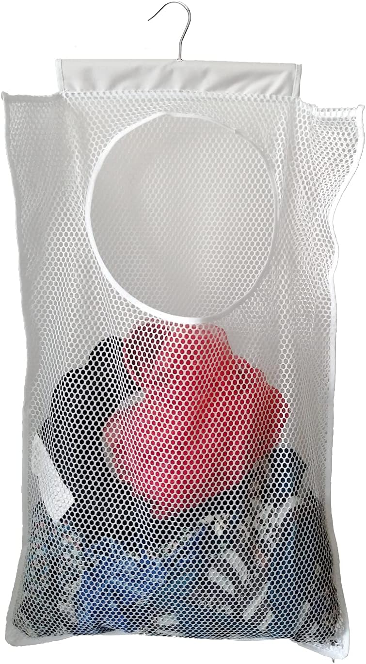 Hanging Mesh Laundry Hamper (30in*20in*2in) Large Dirty Clothes Bag, Can Be Used Behind The Door & Closet & Caravan& Bathroom (White) - NestledHome