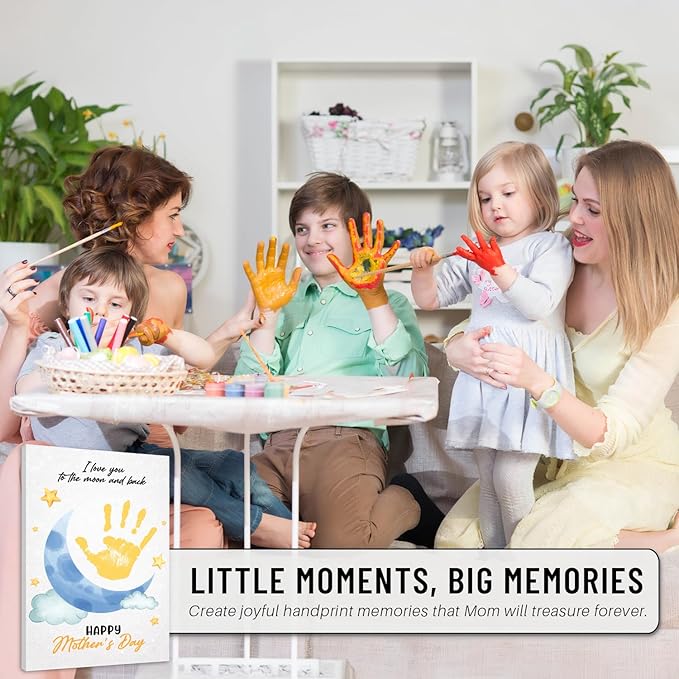 MIKAYENUS Mother's Day Handprint Craft - Baby Handprint Set for Kids - Handmade Gift for Mom & Grandma - DIY Arts and Crafts Activities - First Mothers Day Gift Idea - Kids Craft Set