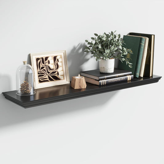 Floating Shelves for Wall, 36 Inch Long Wall Mounted Black Hanging Shelf for Kitchen, Living Room, Office, Bedroom, Bathroom, Retro Vintage Wood Bookshelf for House Decor - NestledHome