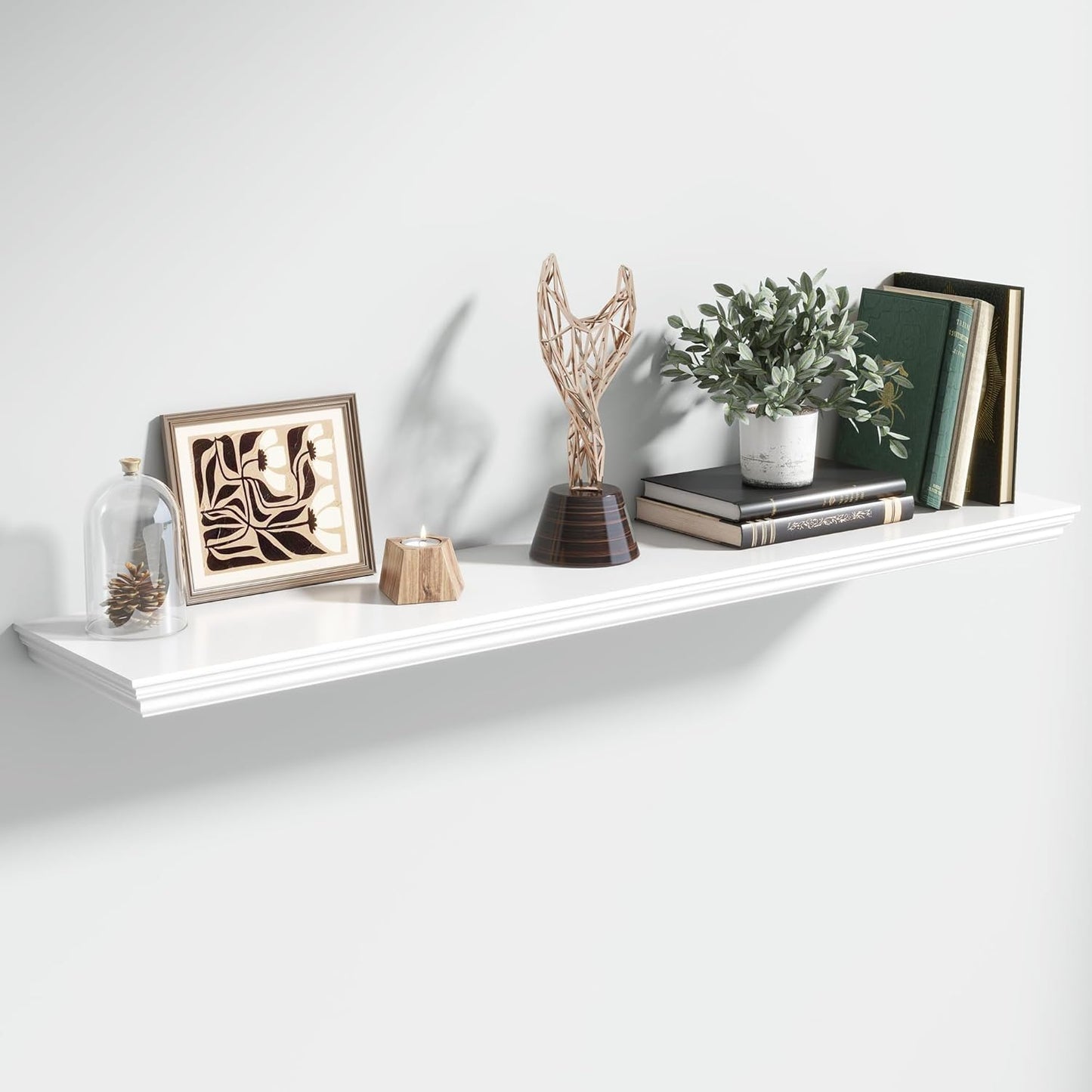 Floating Shelves for Wall, 48 Inch Long Wall Mounted White Hanging Shelf for Kitchen, Living Room, Office, Bedroom, Bathroom, Retro Vintage Wood Bookshelf for House Decor - NestledHome