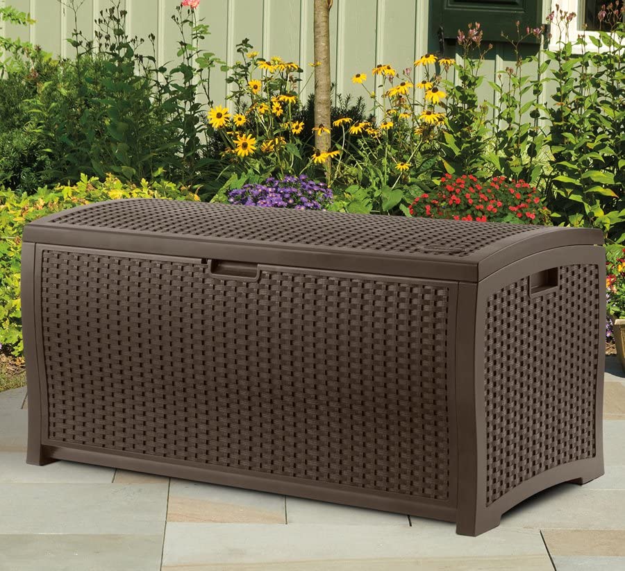 73 Gallon Waterproof Resin Wicker Outdoor Patio Storage Deck Box