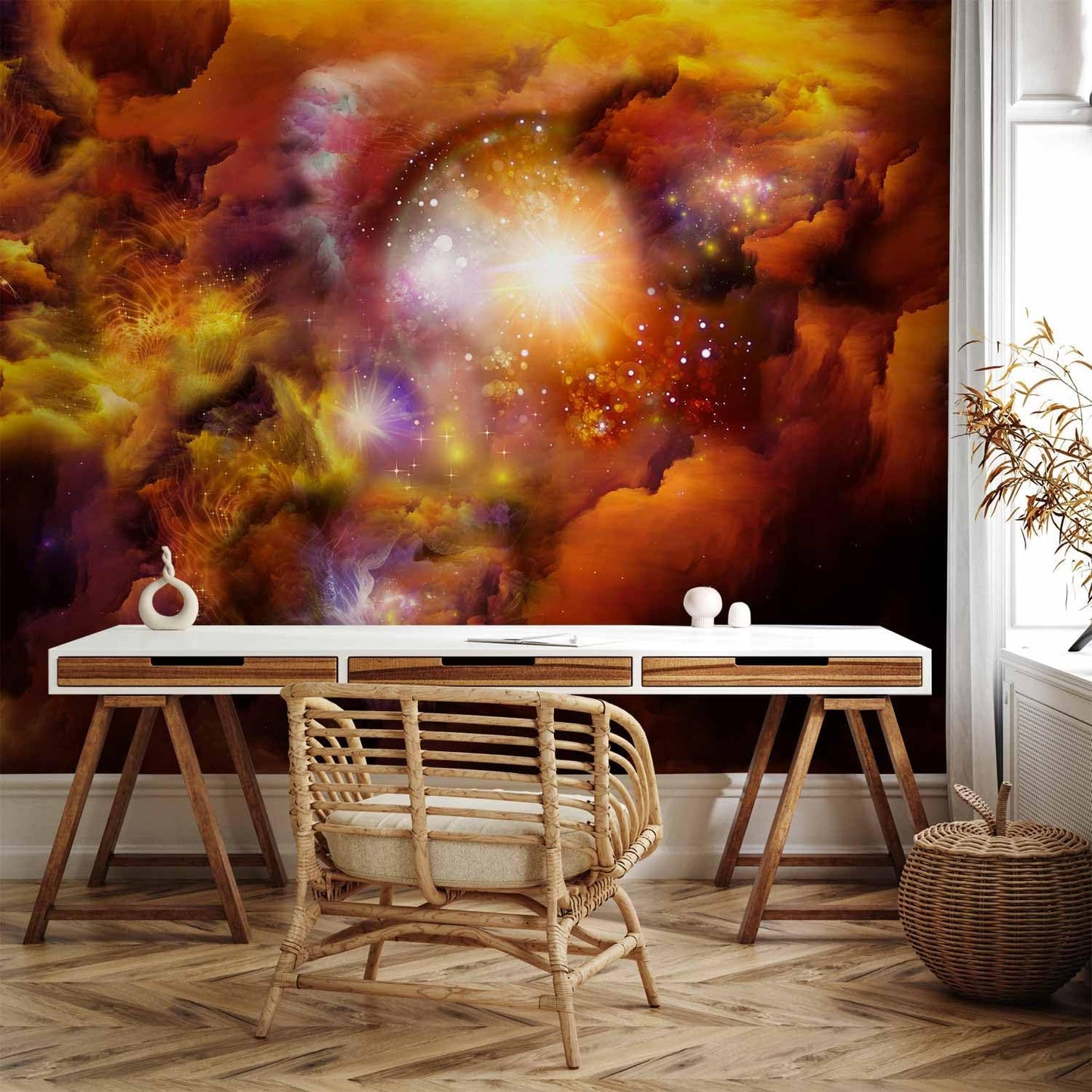 artgeist Wall Mural Cosmos Galaxy 77x55 in - Peel and Stick Self-Adhesive Wallpaper Removable Large Sticker Foil Wall Decor Print Picture Image Design n-A-0027-a-d