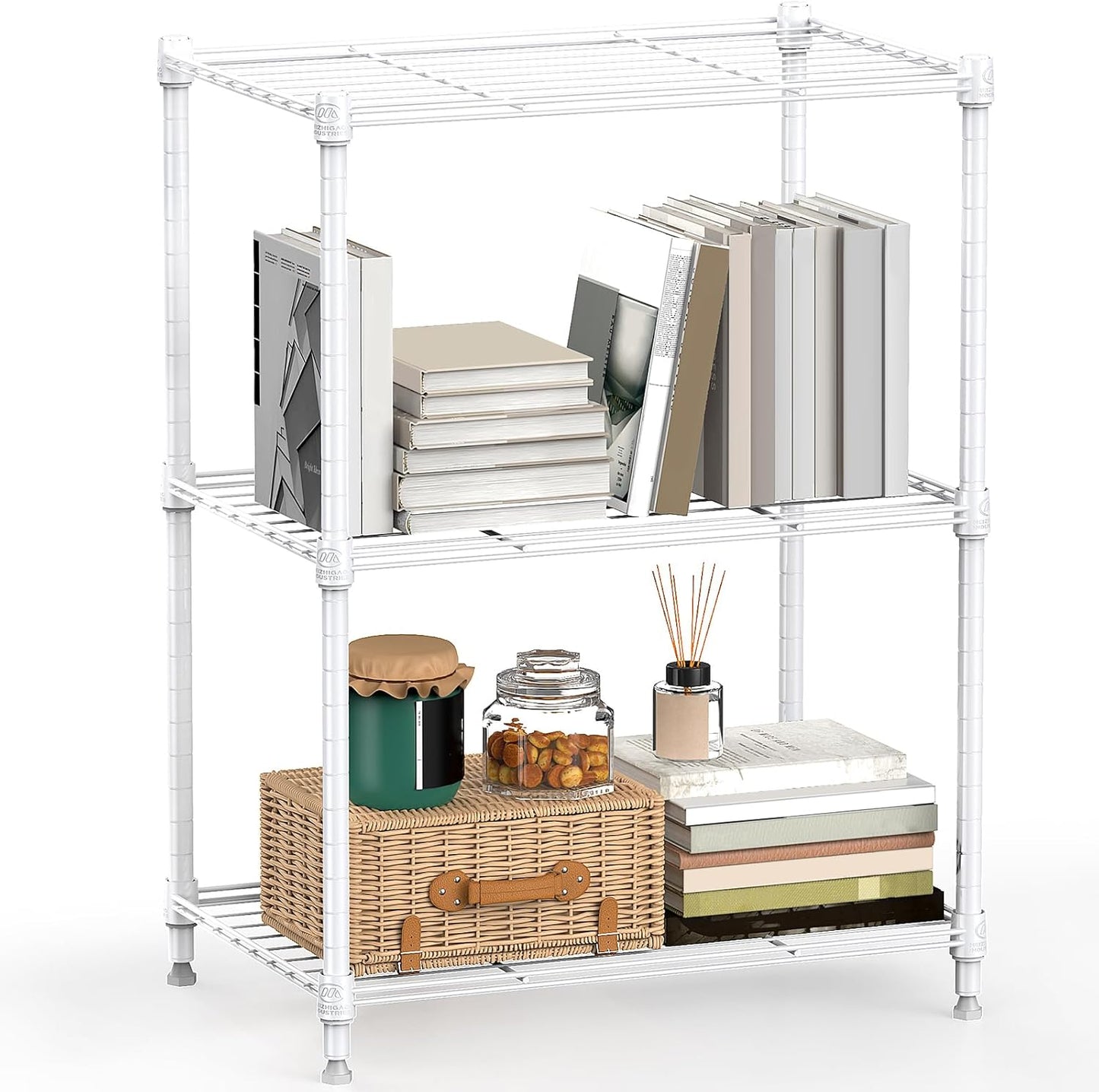 450 lbs Wire Storage Shelving 3-Tier Utility Shelving Unit Steel Organizer Wire Rack for Home,Kitchen,Office,White (11.8" D x 17.7" W x 26.4" H) - NestledHome