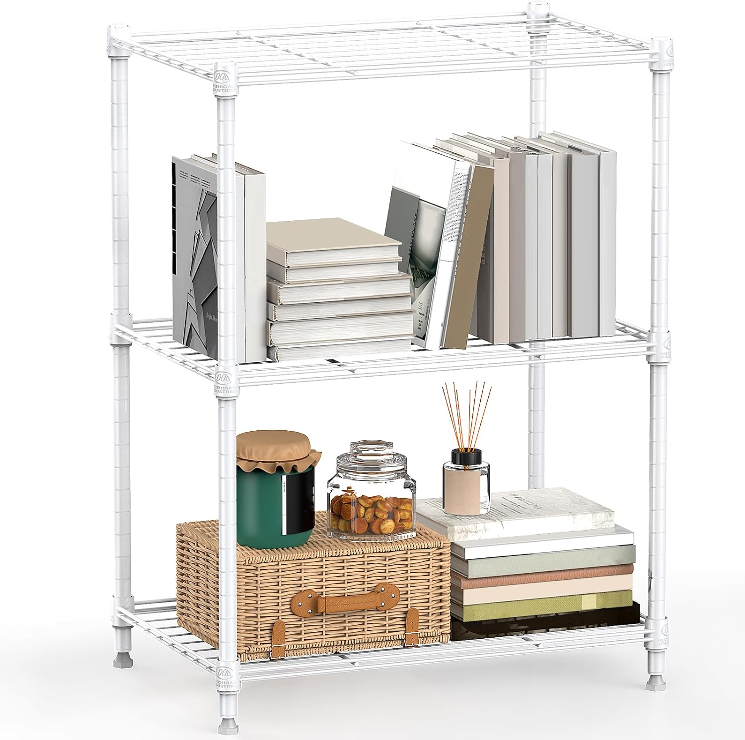 450 lbs Wire Storage Shelving 3-Tier Utility Shelving Unit Steel Organizer Wire Rack for Home,Kitchen,Office,White (11.8" D x 17.7" W x 26.4" H) - NestledHome