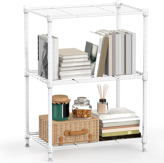 450 lbs Wire Storage Shelving 3-Tier Utility Shelving Unit Steel Organizer Wire Rack for Home,Kitchen,Office,White (11.8" D x 17.7" W x 26.4" H) - NestledHome