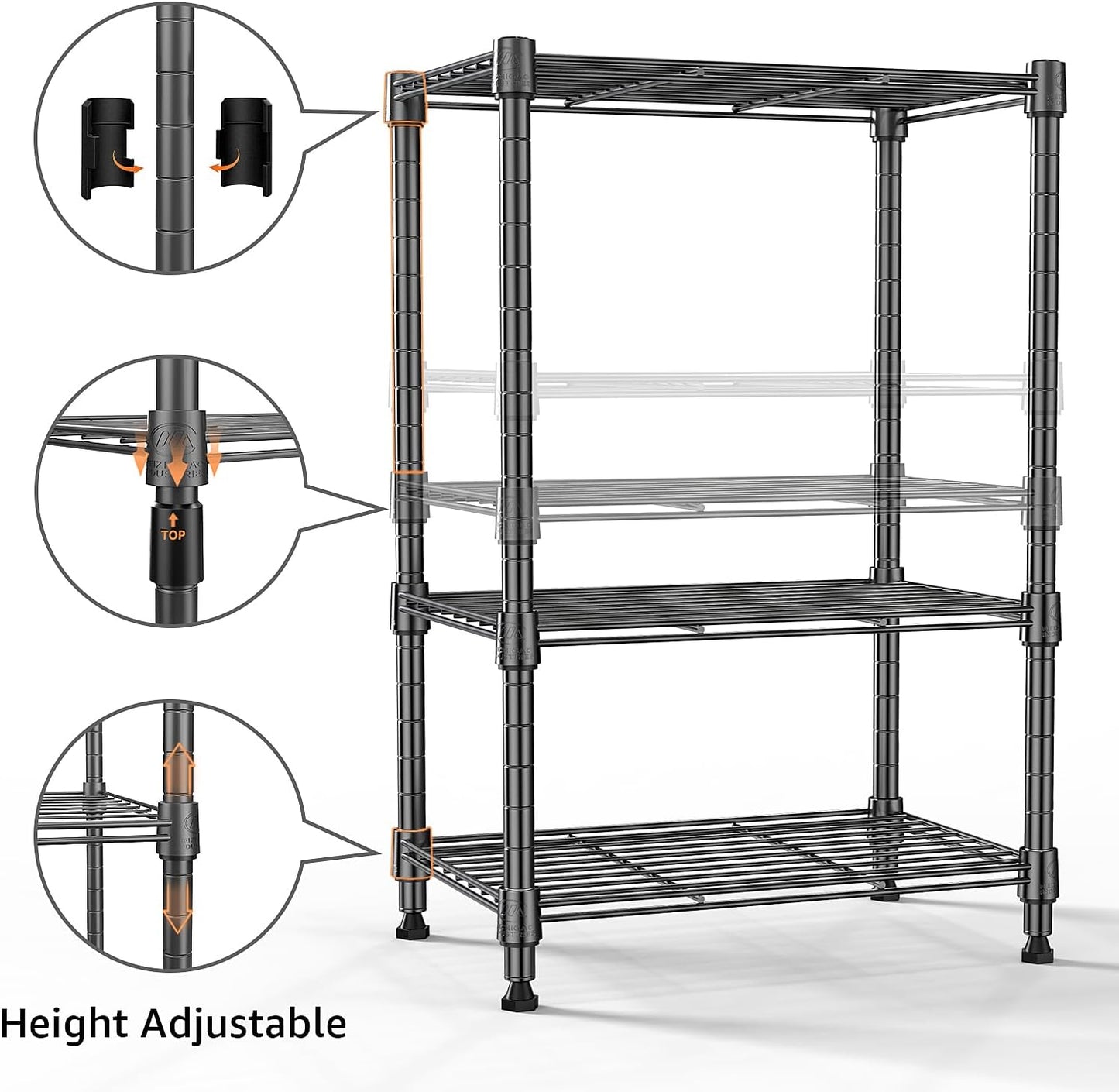450 lbs Steel Storage Shelving 3-Tier Utility Shelving Unit Steel Organizer Wire Rack for Home,Kitchen,Office (11.8" D x 17.7" W x 26.3" H) - NestledHome