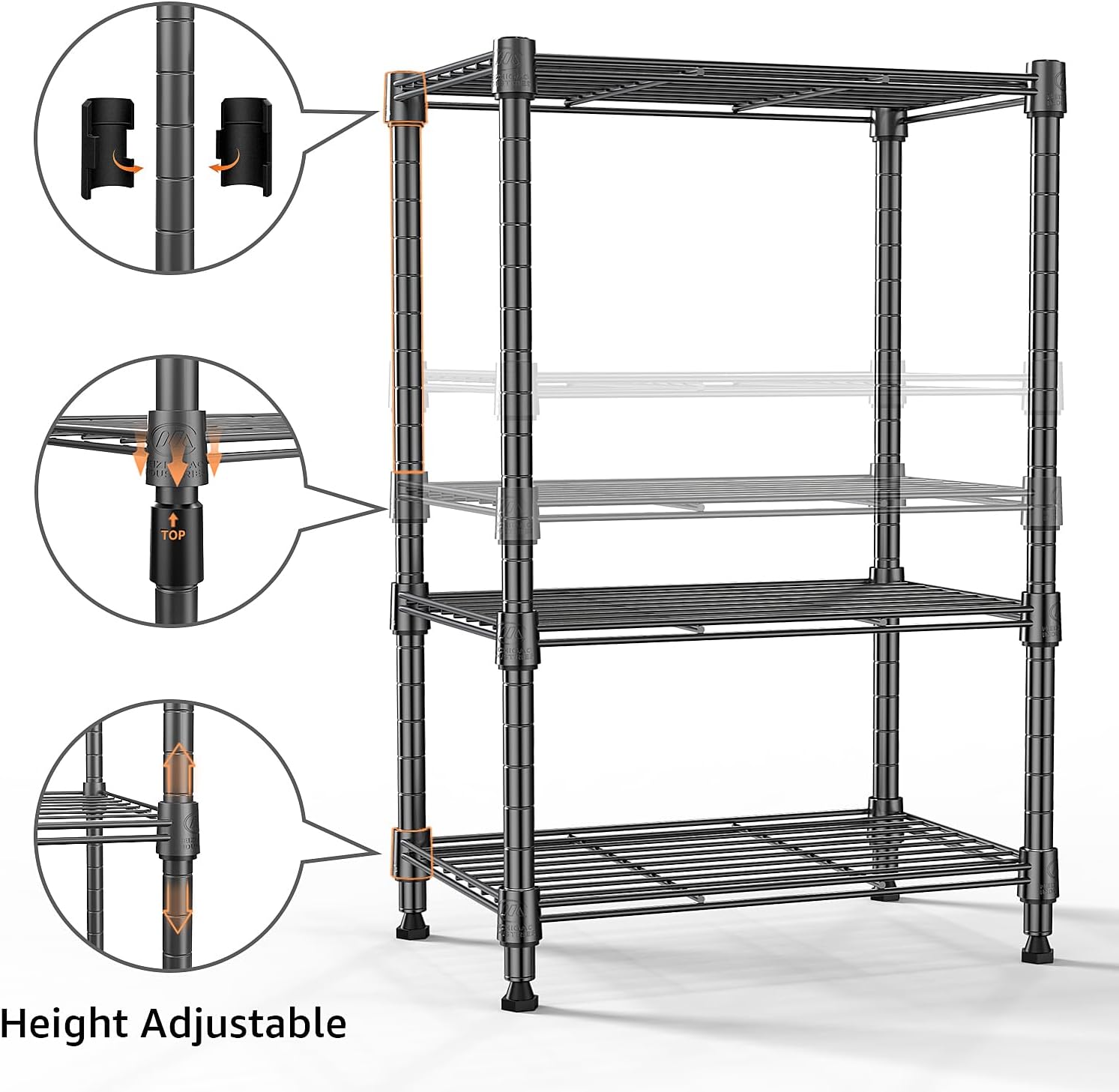 450 lbs Steel Storage Shelving 3-Tier Utility Shelving Unit Steel Organizer Wire Rack for Home,Kitchen,Office (11.8" D x 17.7" W x 26.3" H) - NestledHome