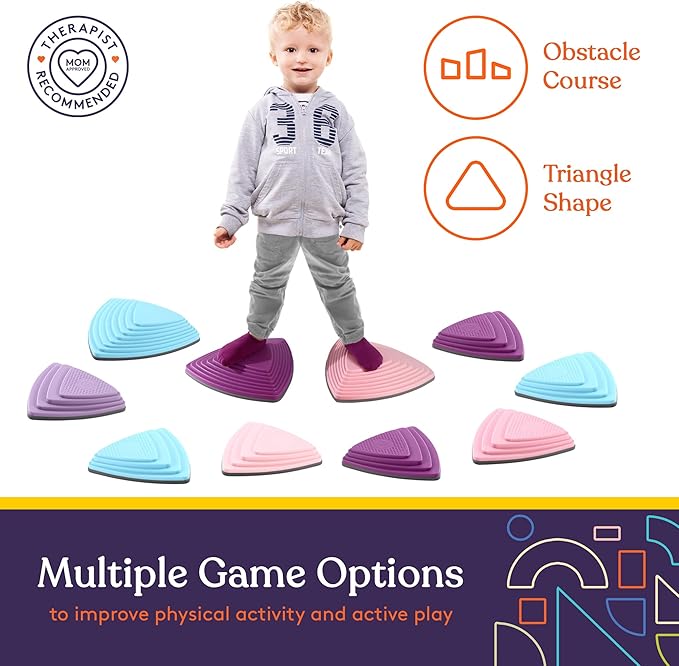 Special Supplies Stepping Stones for Kids Indoor and Outdoor Balance Blocks Promote Coordination, Balance Strength Child Safe Rubber, Non-Slip Edging