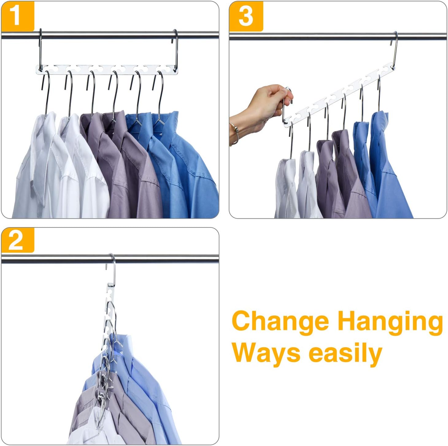 HOUSE DAY Space Saving Hangers for Clothes 12 Pack, Heavy Duty Hanger Organizer 30 Lbs Capacity, Metal Magic Hanger, Sturdy Multi Hangers, Closet Space Saver Closet Organizers and Storage - NestledHome