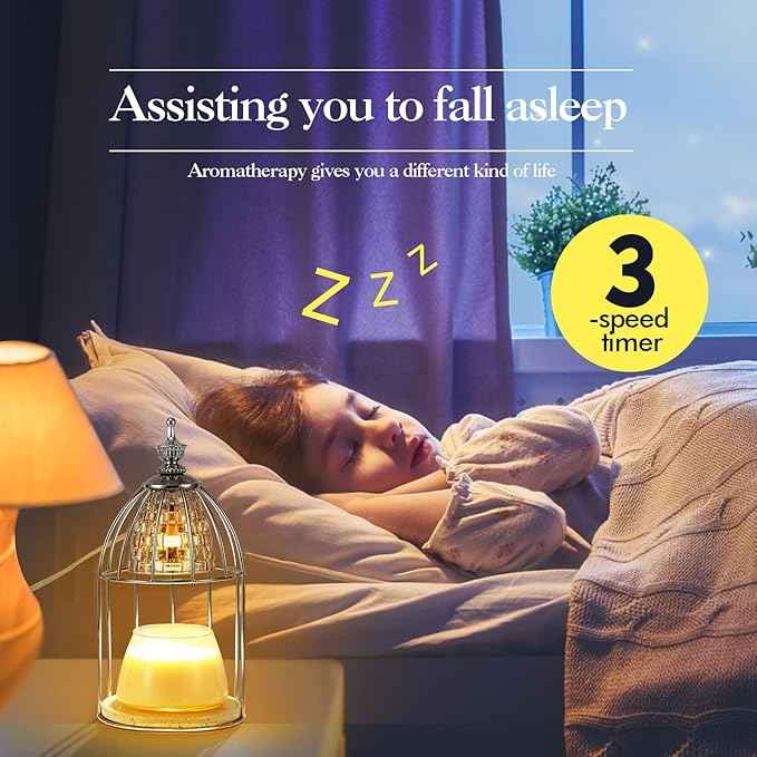 Candle Warmer lamp，Wax Warmer for Scented Wax with dimmable Switch，Heating Aromatherapy Candle Without Flame and Smoke，Gentle Light for Home Decor (Silver)