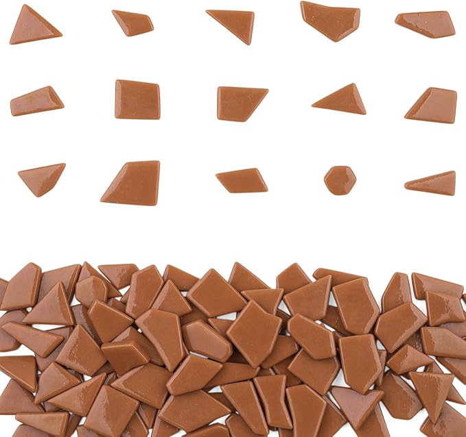 Youway Style Brown Glass Mosaic Tiles for Crafts Bulk,200g Broken Glass Pieces for Mosaic Art Crafts,Garden Mosaic Supplies