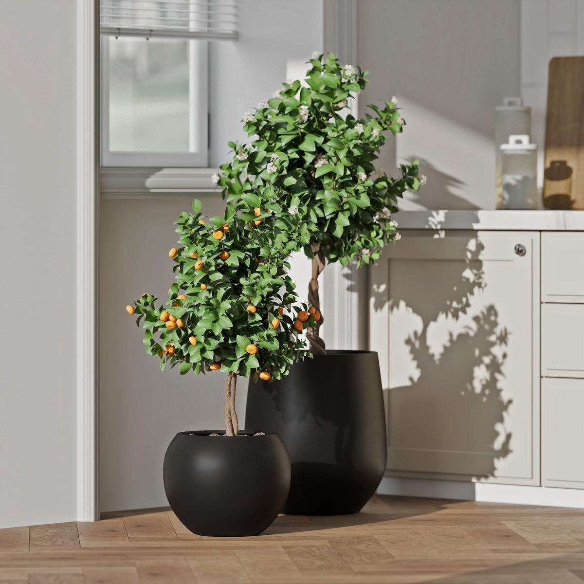 Premium Mt Sherman Fiberstone Sphere Planter for Indoor Outdoor Use