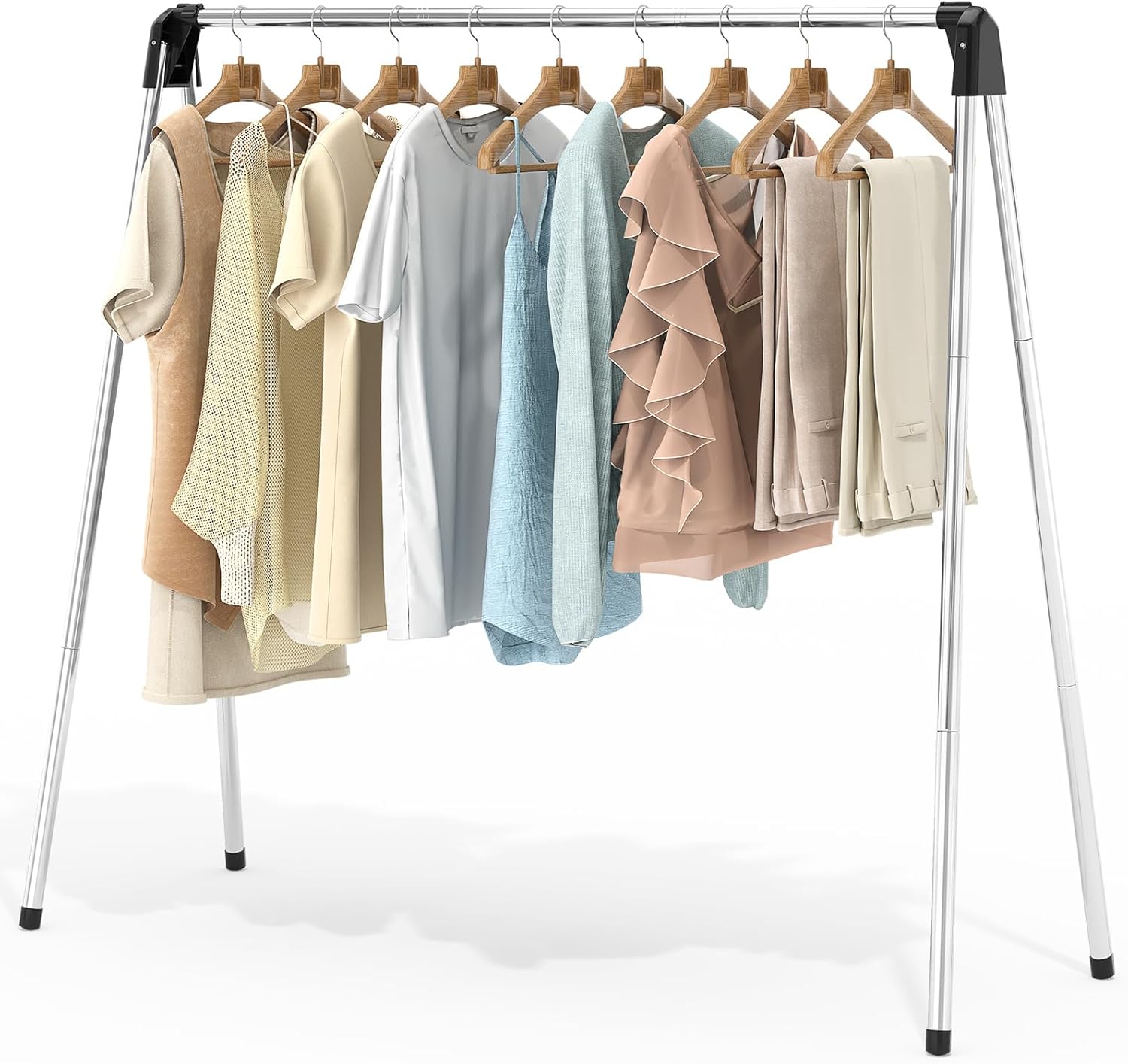 APEXCHASER Foldable Clothes Drying Rack, 55'' Collapsible Laundry Clothes Airer Width Heavy Duty Hanger for Sweaters Baby Clothes Towels Portable Indoor Outdoor for Home Travel - NestledHome