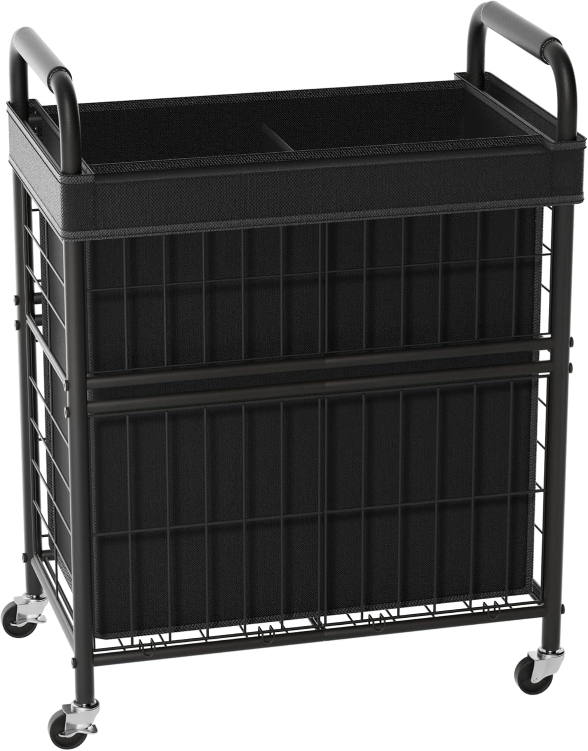 Laundry Hamper 2 Section, 110L Rolling Laundry Sorter Basket with Wheels, 2 Compartment Clothes Organizer Cart, Pull-Out Removable Bags for Laundry Room, Bathroom, Bedroom, Black - NestledHome
