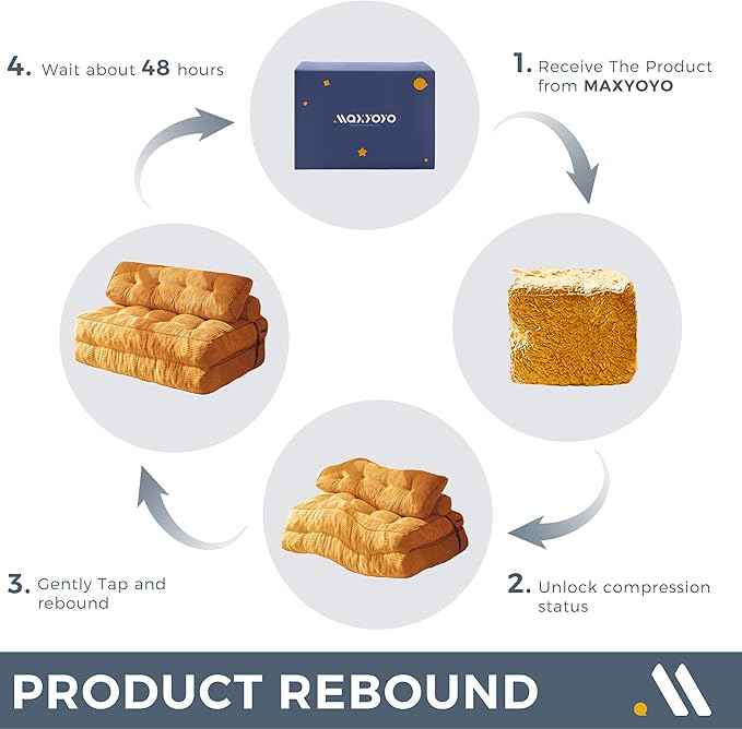 MAXYOYO Folding Sofa Bed, Convertible Sleeper Chair with Pillow Foldable Matress with Back Support, Portable Fold Out Chair Bed Comfy Floor Sofa Lounge for Living Room Bedroom, Orange Double