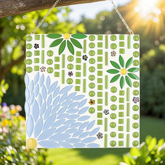 Youway Style 1lb Petal Mosaic Tiles for Crafts,Glass Flower Mosaic Tiles, Vibrant Multicolor Glass Pieces for DIY Coasters & Garden Decor Accents