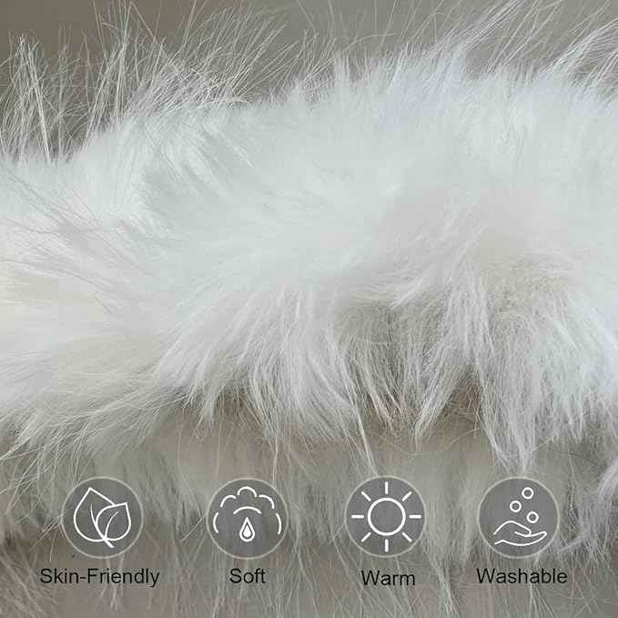 Fluffy Mirror Cover - 59"x16" Full Length Stretch Universal Ultra Soft Non-Slip Cover Warm Home Decor for Bedroom Cloakroom (White-Without Mirror, Suitable for 59"×16")