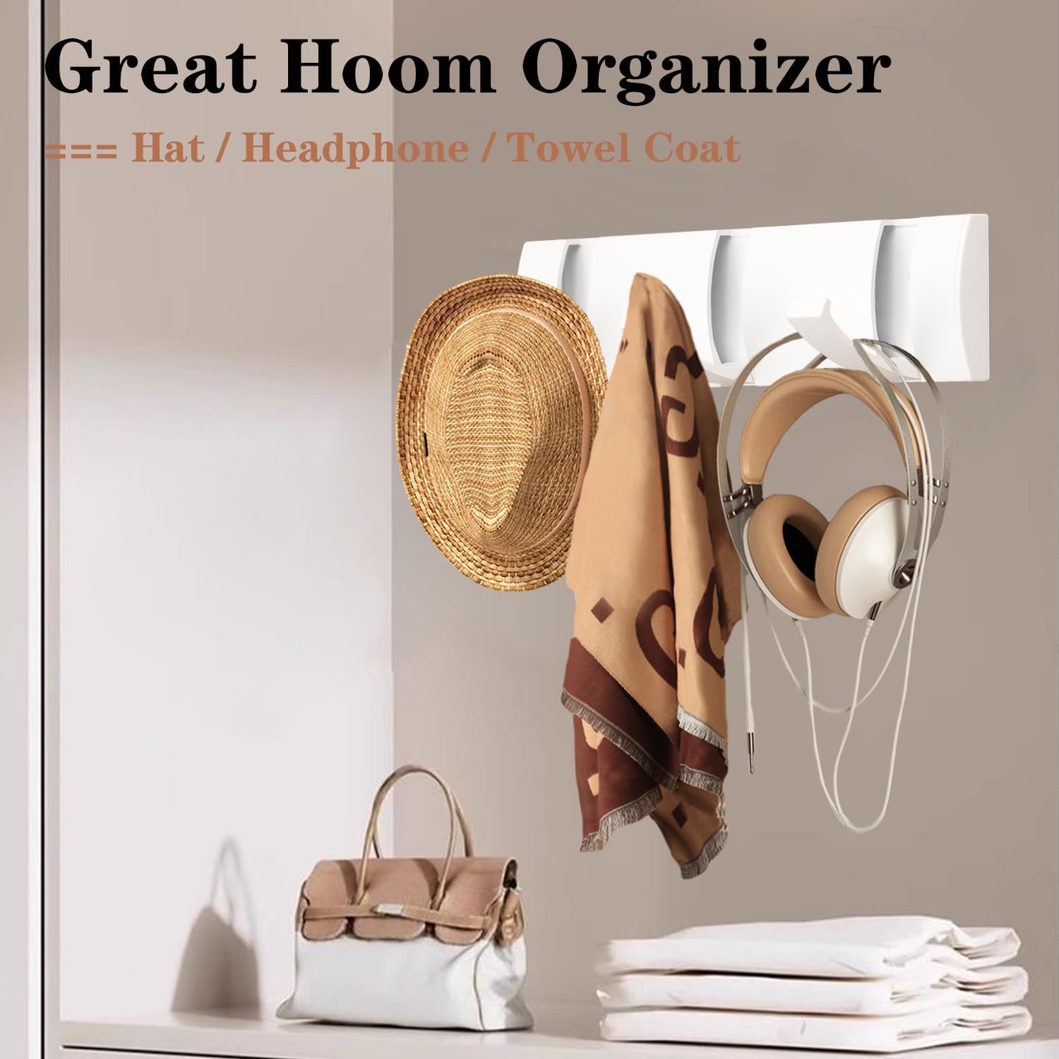 Folding Coat Hooks, Wall Mounted Coat Rack with 3 Retractable Hooks, Heavy Duty Towel Rack for Bathroom Wall Hook for Hanging Clothes Bathrobe, Stainless Steel Coat Hanger for Entryway(White) - NestledHome