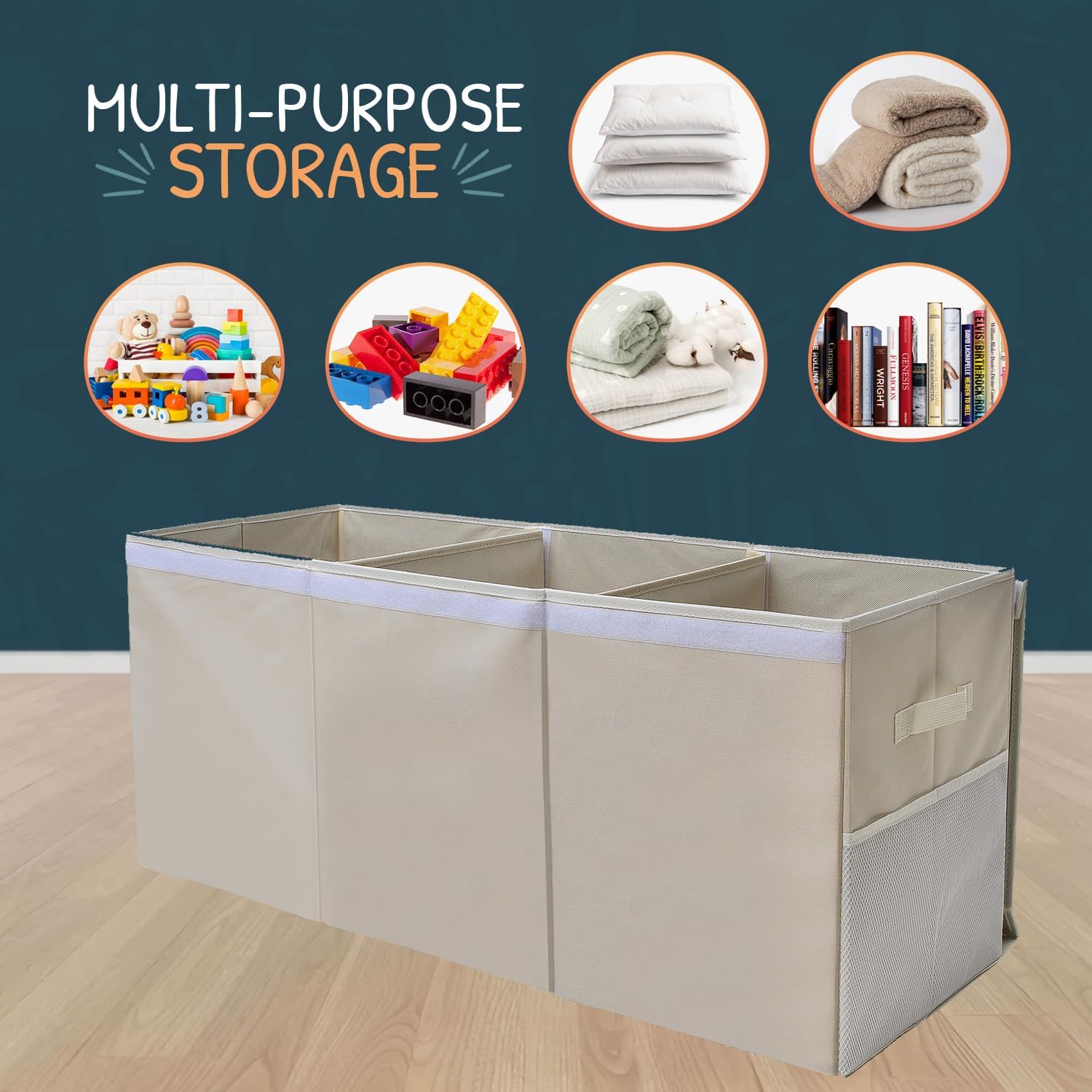 Extra Large Toy Storage Organizer with Lid - Sturdy, Collapsible Toy Chest Storage Box Design - Toys Bin with Dividers for Kids, Nursery, Bedroom, Playroom 37"x16"x14" - NestledHome