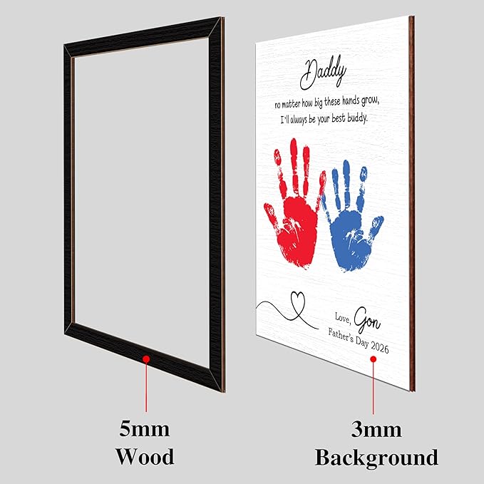 Personalized Handprint Wooden Sign for Mom Dad Grandma Nana, DIY Kids Handprint Frame with Paints, Art Craft Family Keepsake, Mothers Fathers Day Birthday Gift for New Parents, Friends, Home Decor